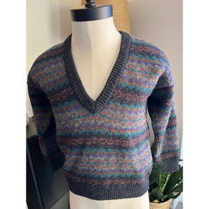 Kirkney Glen Mister Guy Men's Sweater, Charcoal & Multi-color, 100% Wool